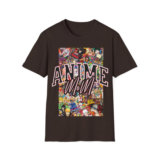 Anime Mom T-Shirt — Colorful Collage Graphic Tee for Anime Fans
