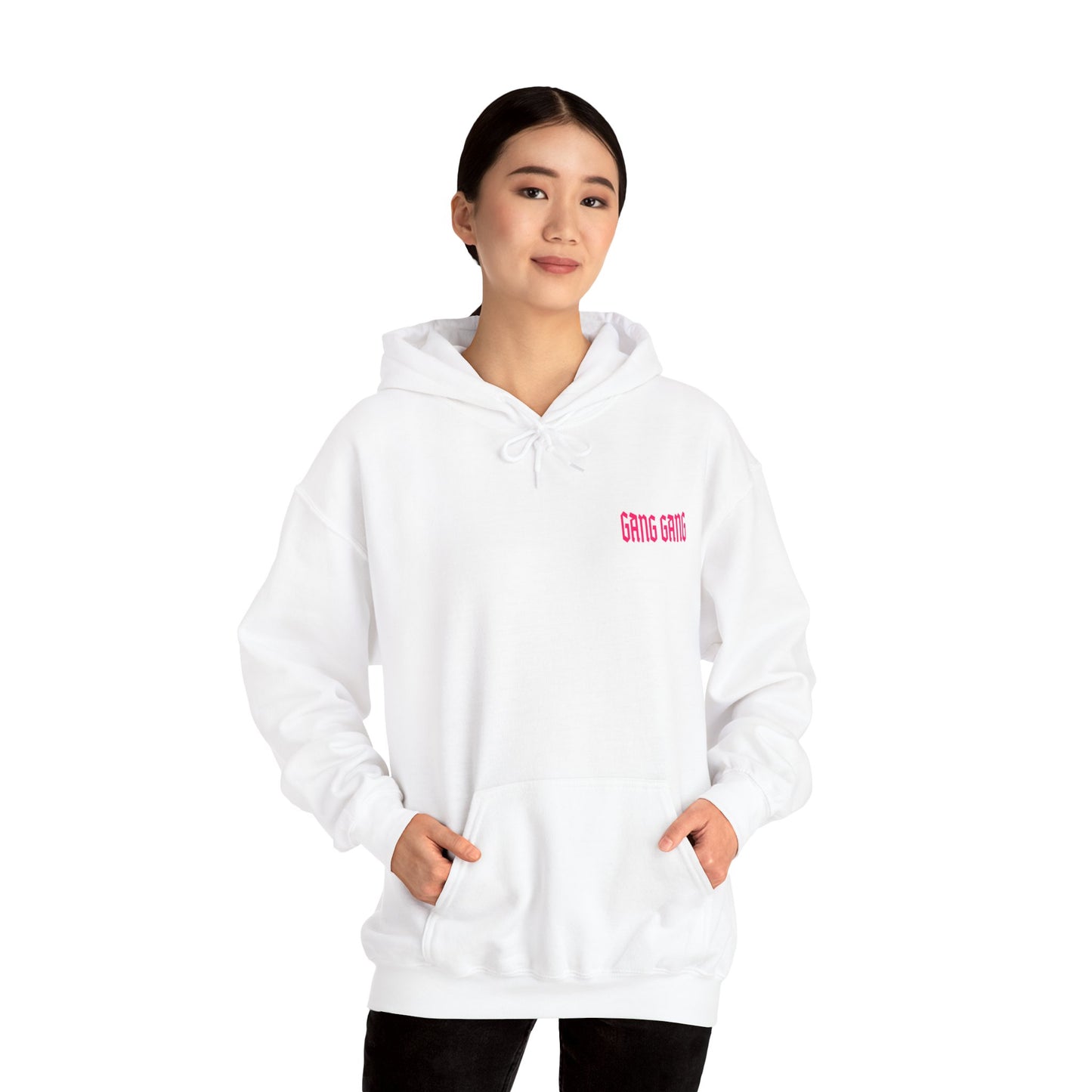 Gang Gang Fighting Girl Hoodie | Anime Girl Group Graphic, Pink Text