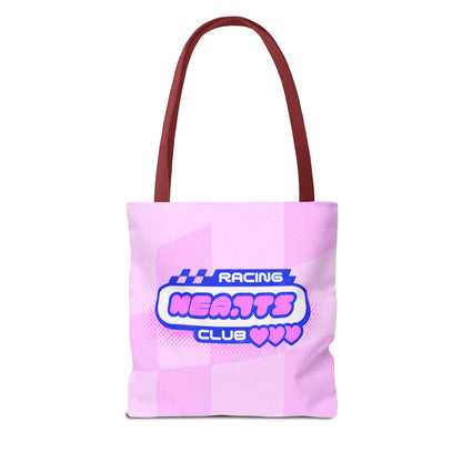 Racing Hearts Club Pink Checkerboard Tote Bag