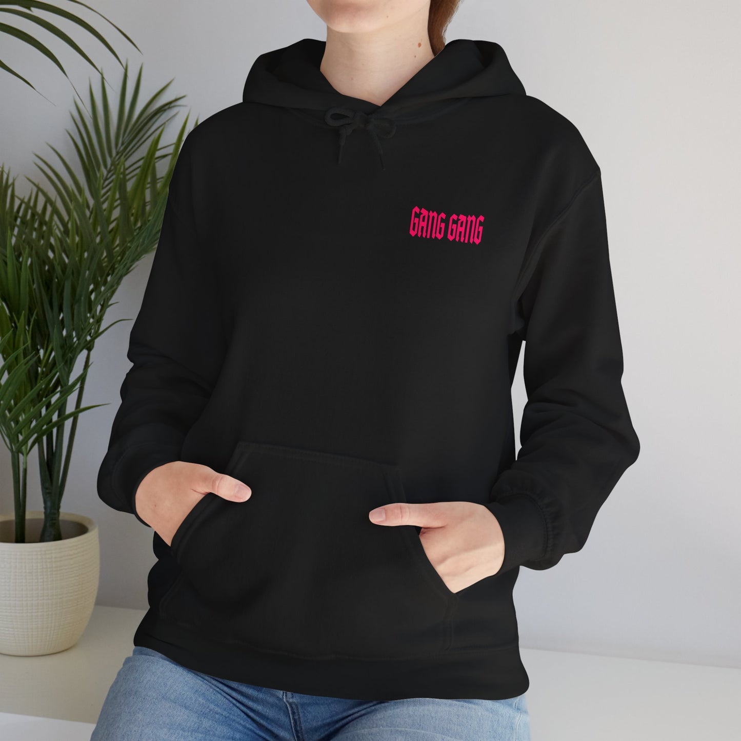 Gang Gang Fighting Girl Hoodie | Anime Girl Group Graphic, Pink Text