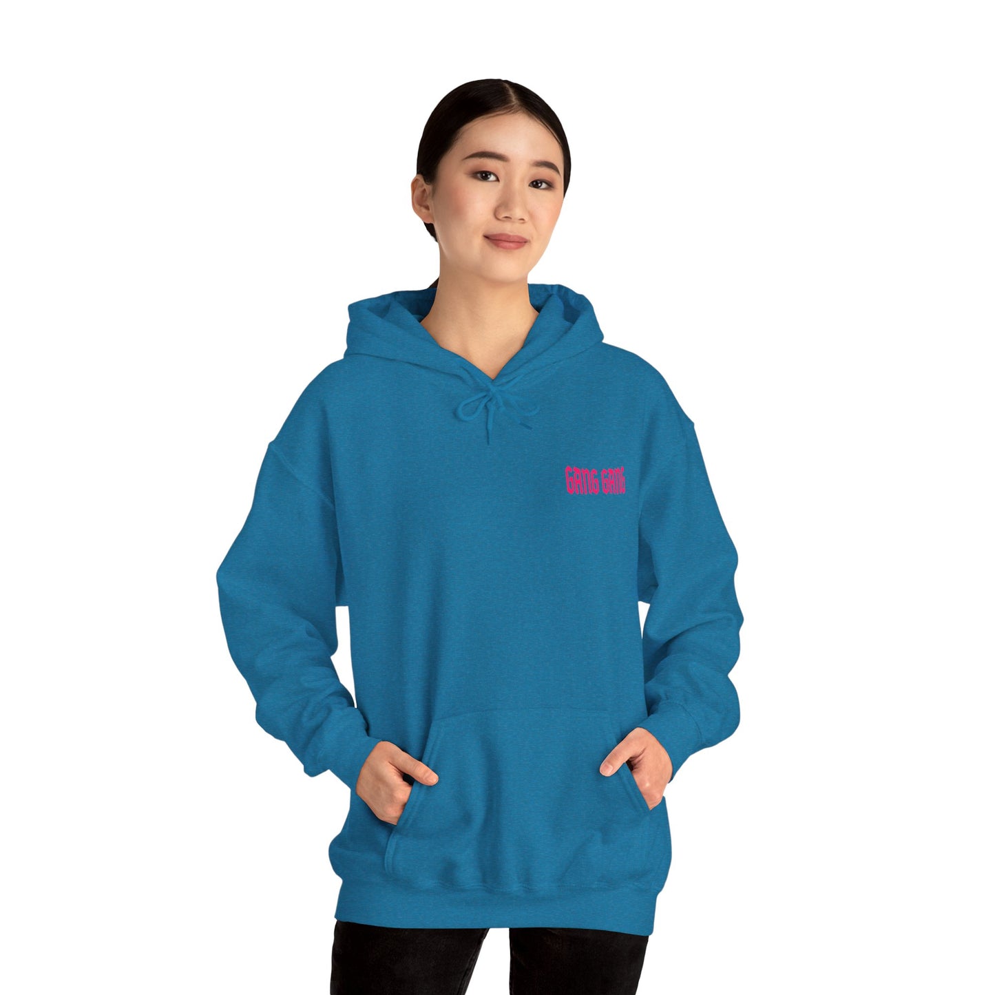 Gang Gang Fighting Girl Hoodie | Anime Girl Group Graphic, Pink Text