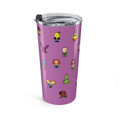 20oz  90's Tumbler — Cute Cartoon Icons on Purple