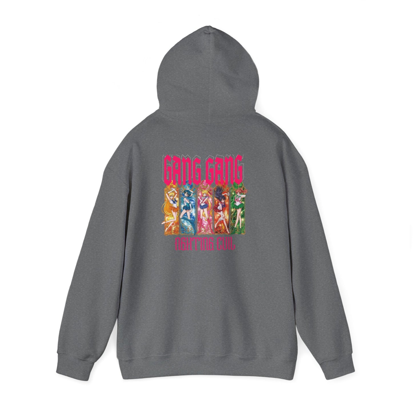 Gang Gang Fighting Girl Hoodie | Anime Girl Group Graphic, Pink Text