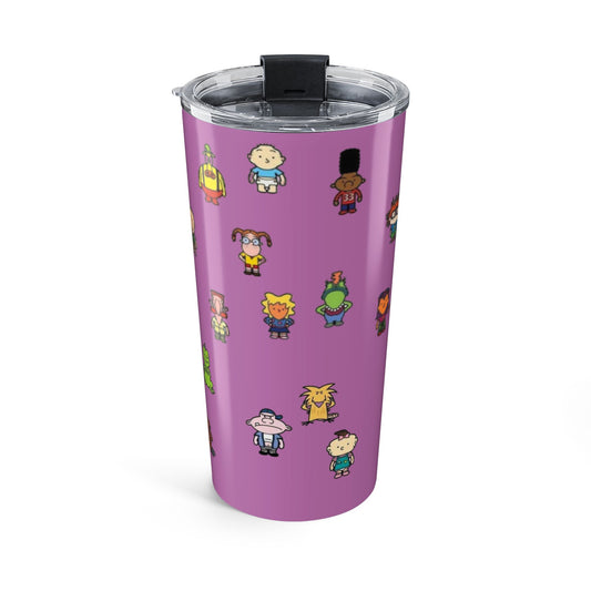 20oz  90's Tumbler — Cute Cartoon Icons on Purple