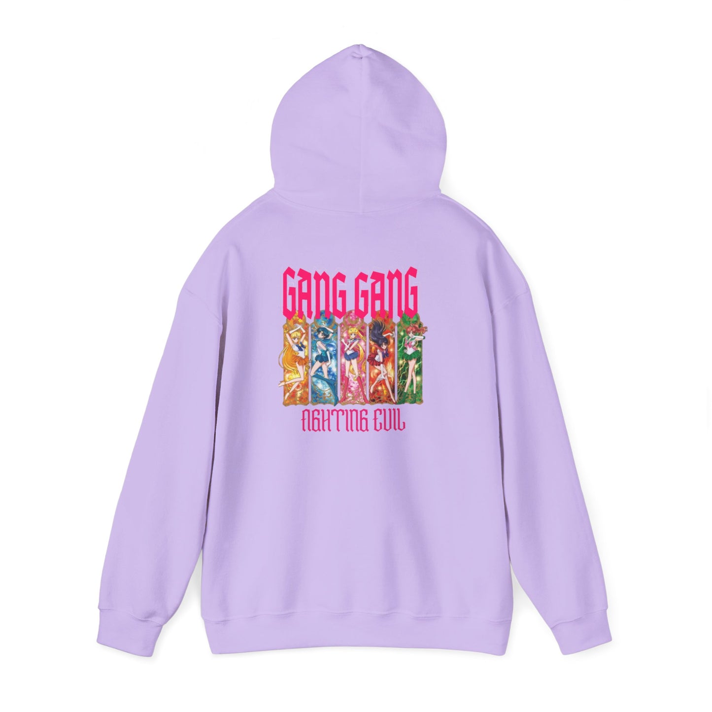 Gang Gang Fighting Girl Hoodie | Anime Girl Group Graphic, Pink Text