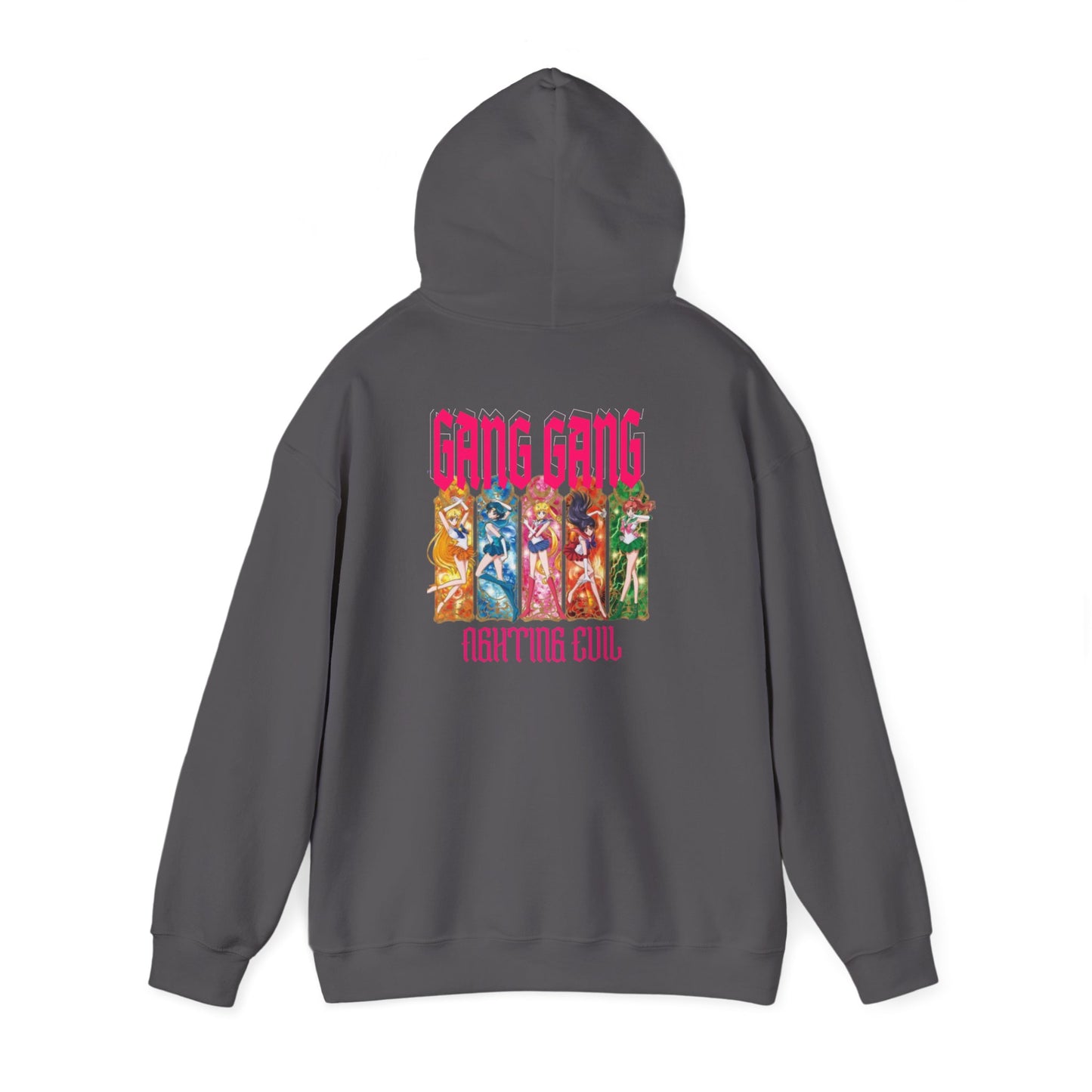 Gang Gang Fighting Girl Hoodie | Anime Girl Group Graphic, Pink Text