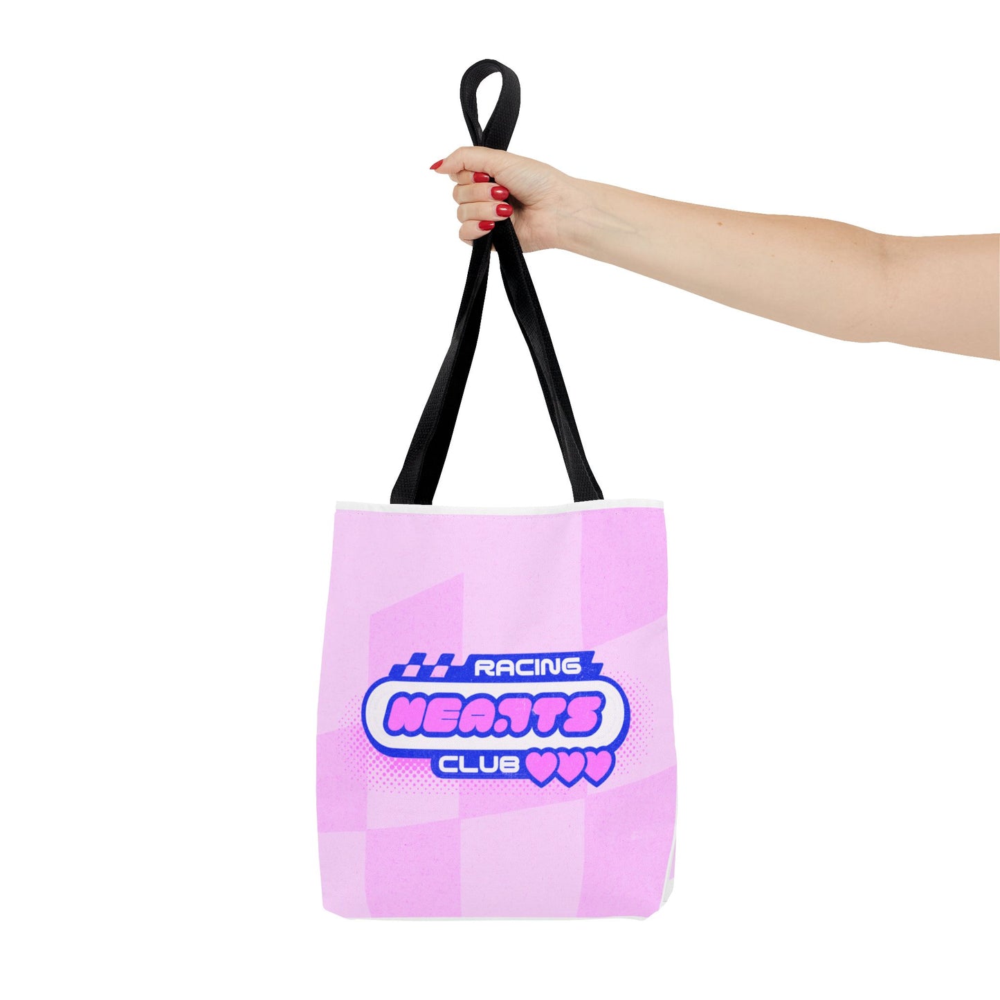 Racing Hearts Club Pink Checkerboard Tote Bag