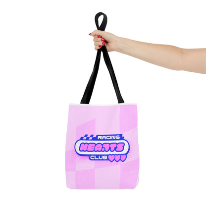Racing Hearts Club Pink Checkerboard Tote Bag