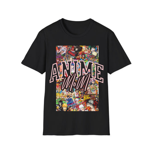 Anime Mom T-Shirt — Colorful Collage Graphic Tee for Anime Fans