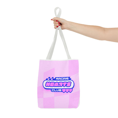 Racing Hearts Club Pink Checkerboard Tote Bag