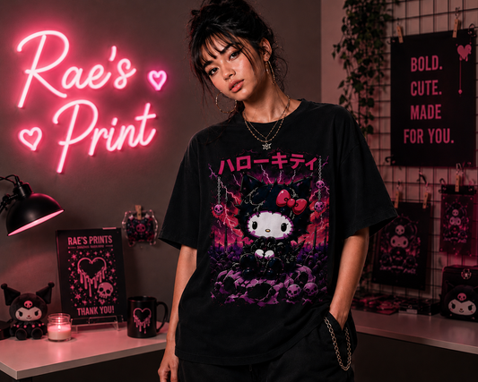 goth hello kitty Tee