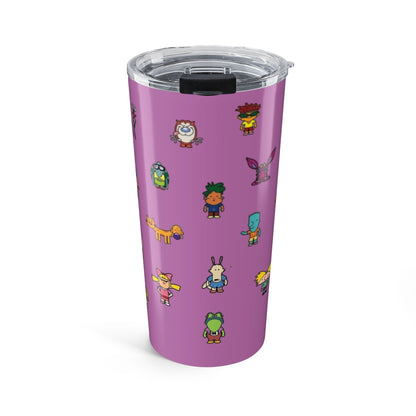 20oz  90's Tumbler — Cute Cartoon Icons on Purple