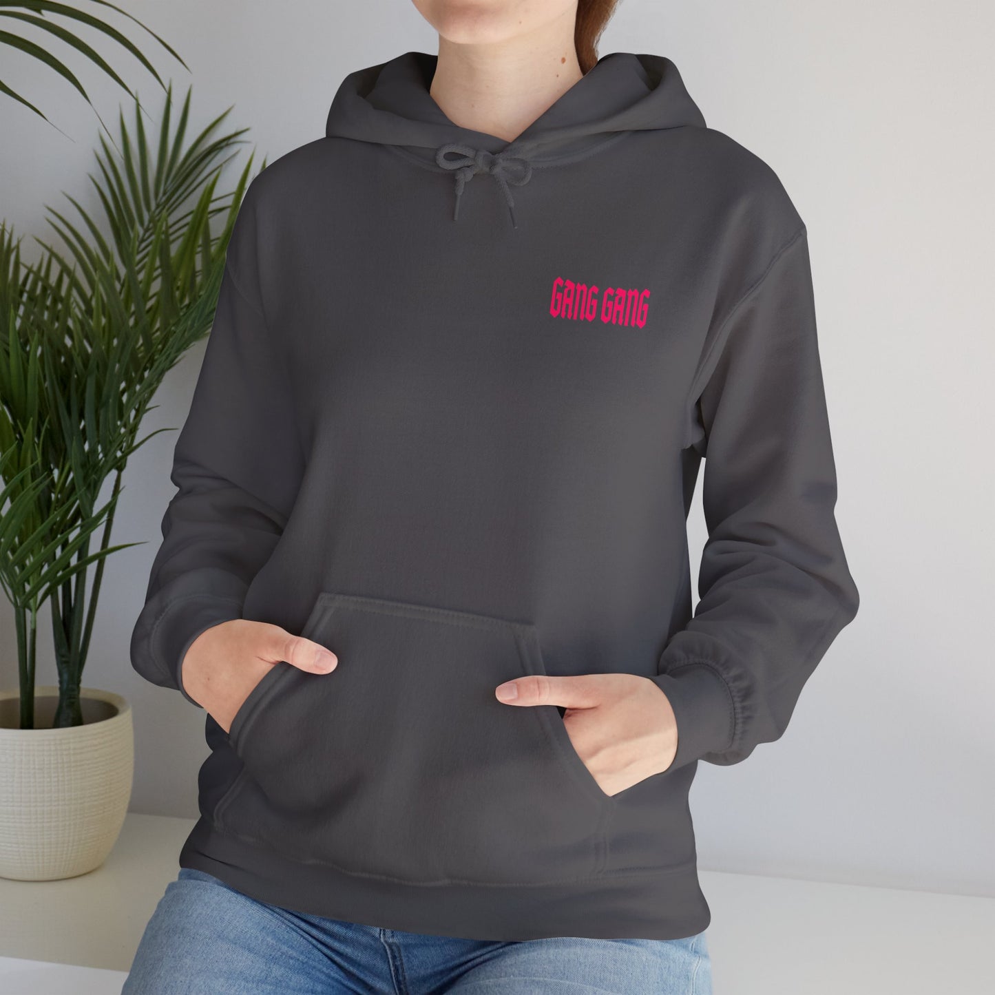 Gang Gang Fighting Girl Hoodie | Anime Girl Group Graphic, Pink Text