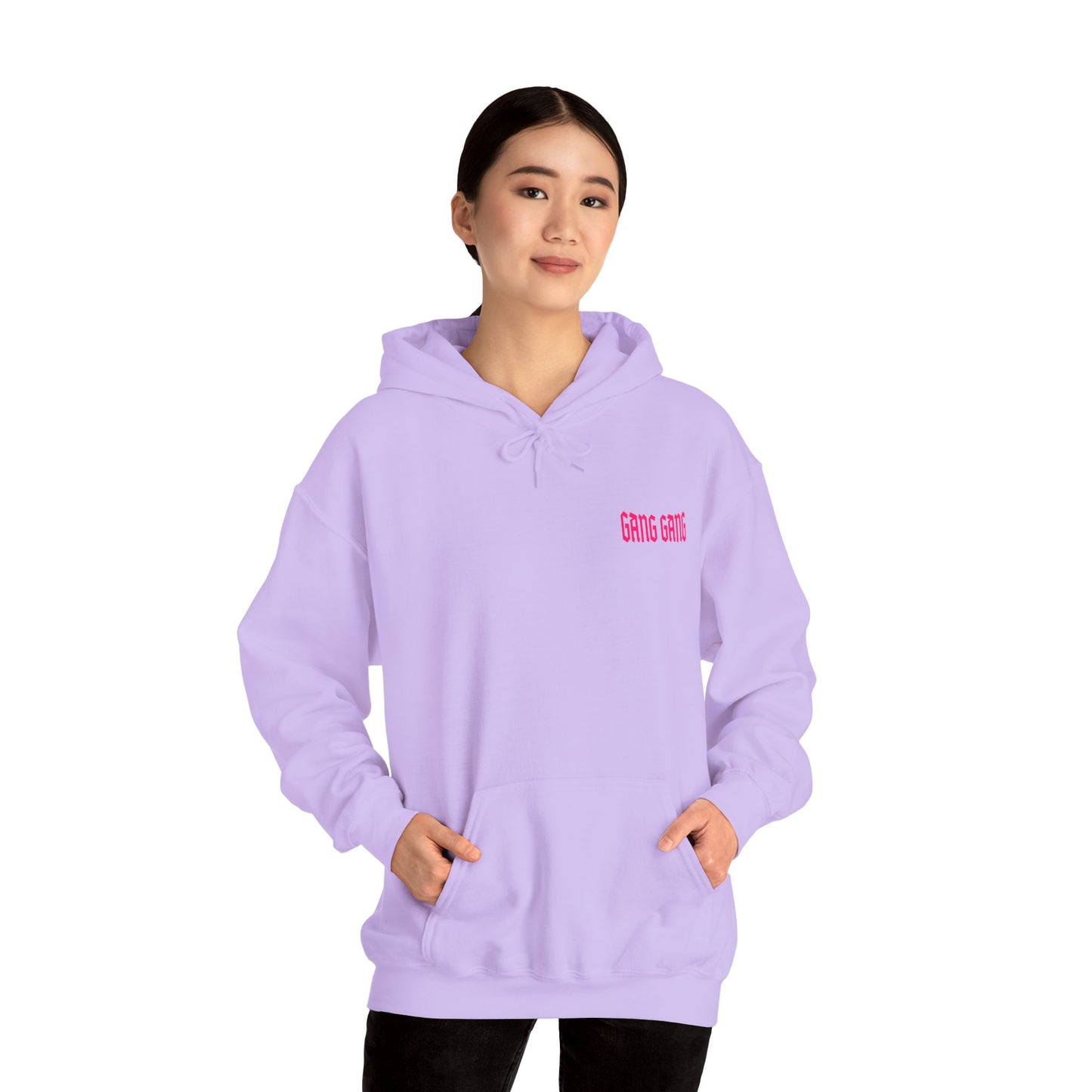 Gang Gang Fighting Girl Hoodie | Anime Girl Group Graphic, Pink Text