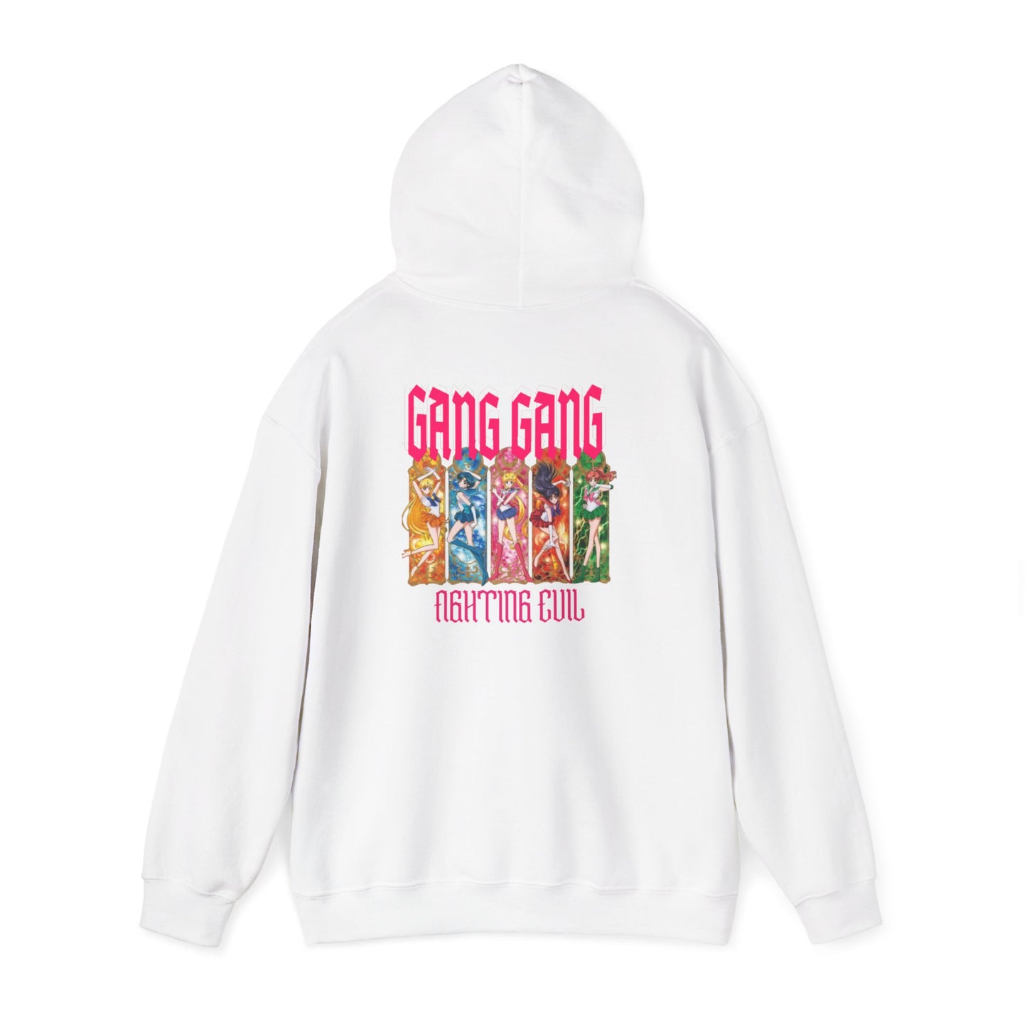 Gang Gang Fighting Girl Hoodie | Anime Girl Group Graphic, Pink Text