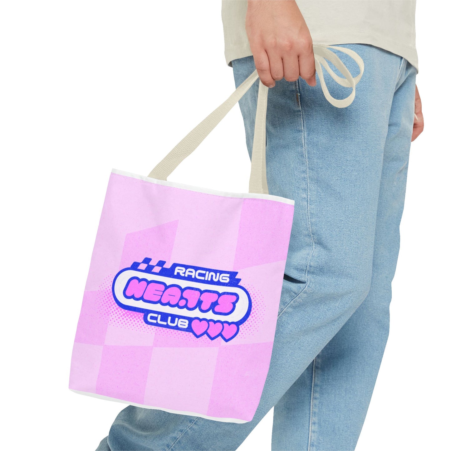 Racing Hearts Club Pink Checkerboard Tote Bag