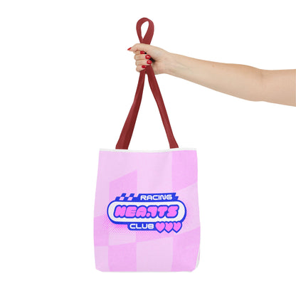 Racing Hearts Club Pink Checkerboard Tote Bag