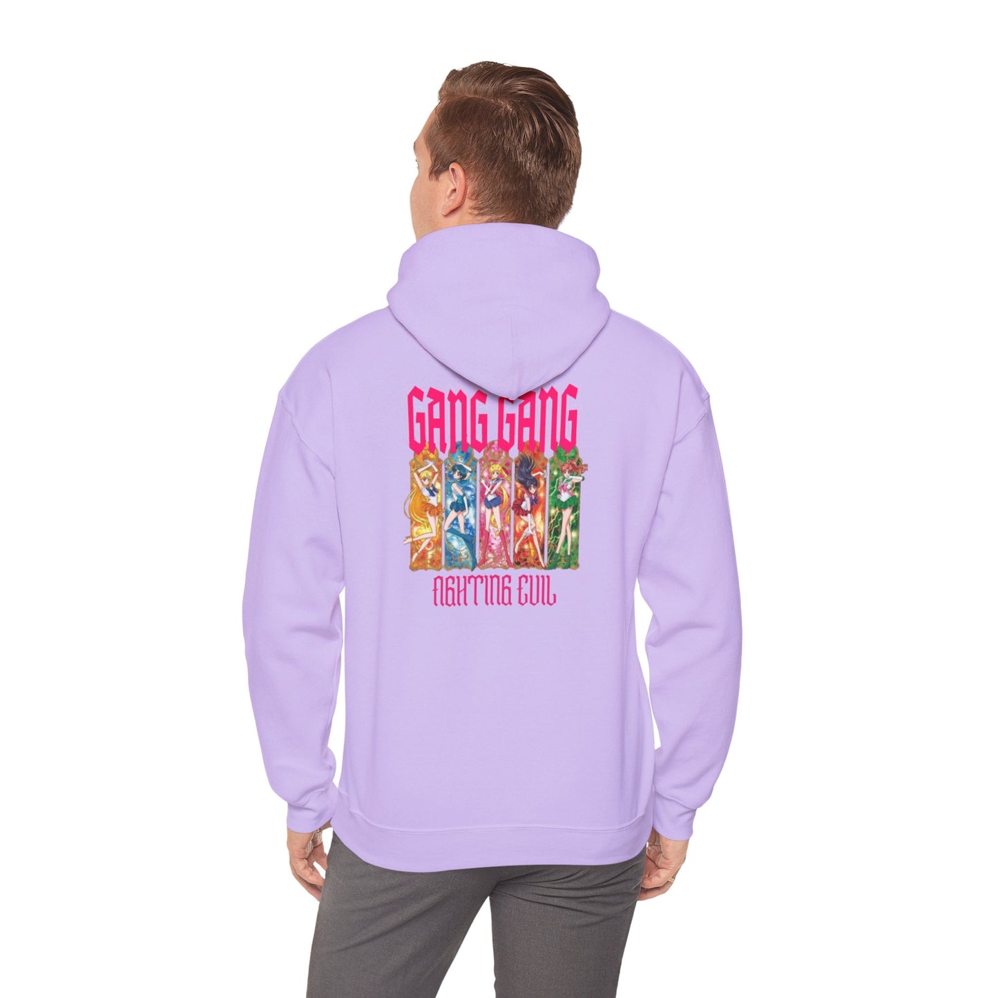 Gang Gang Fighting Girl Hoodie | Anime Girl Group Graphic, Pink Text