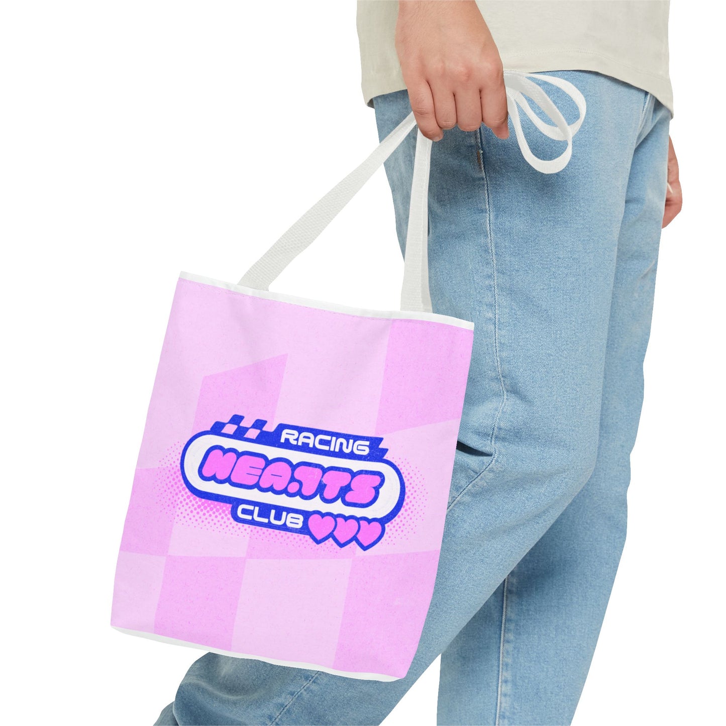 Racing Hearts Club Pink Checkerboard Tote Bag