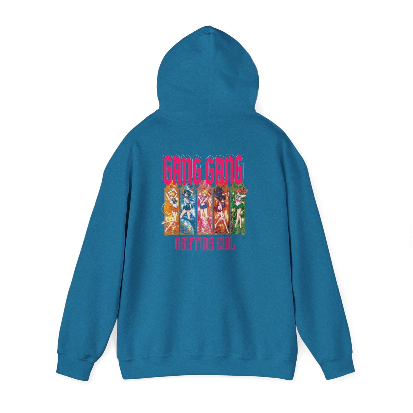 Gang Gang Fighting Girl Hoodie | Anime Girl Group Graphic, Pink Text