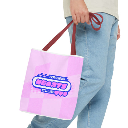 Racing Hearts Club Pink Checkerboard Tote Bag