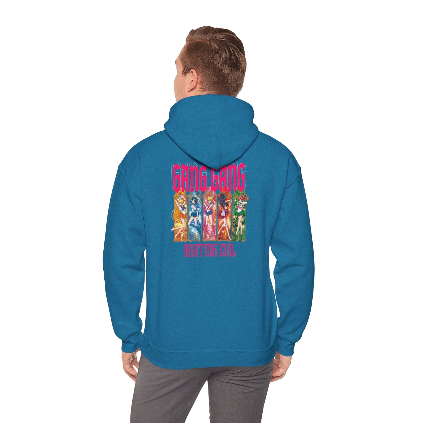 Gang Gang Fighting Girl Hoodie | Anime Girl Group Graphic, Pink Text