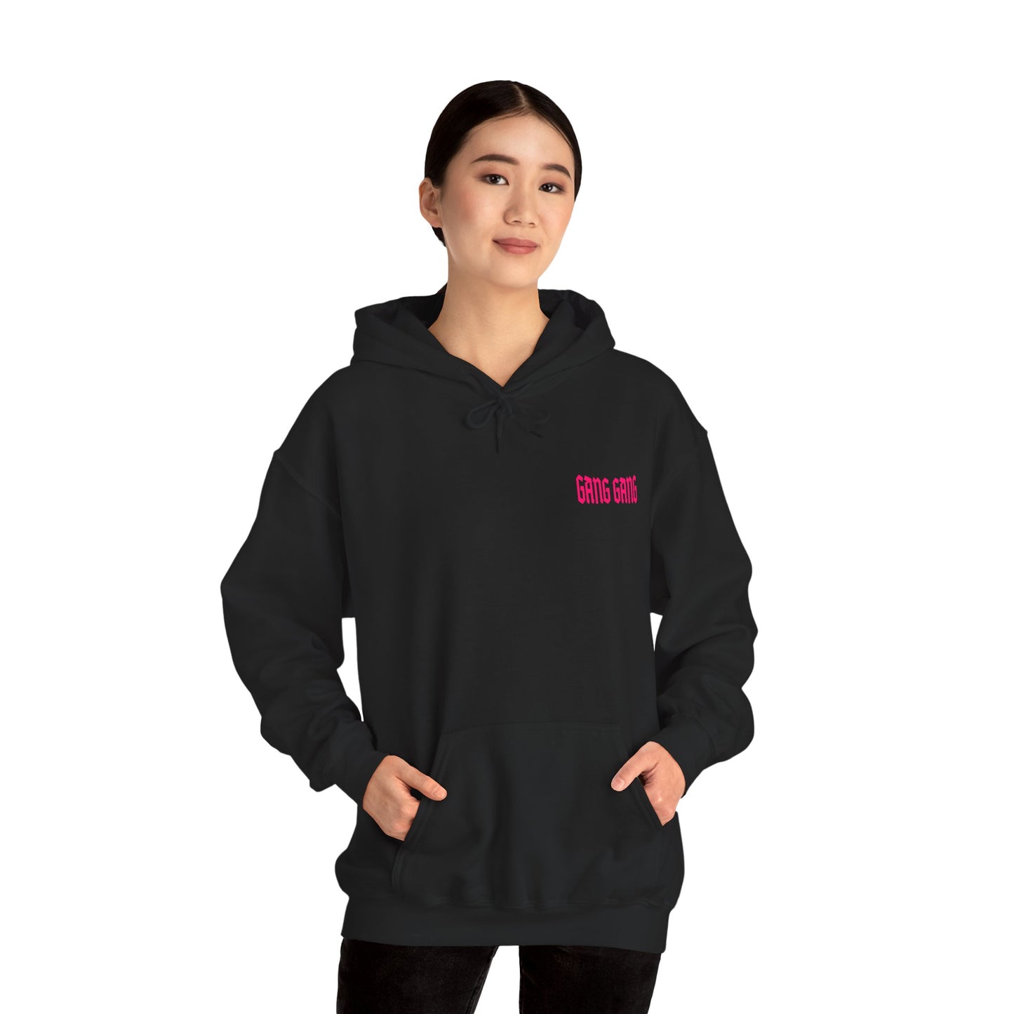 Gang Gang Fighting Girl Hoodie | Anime Girl Group Graphic, Pink Text