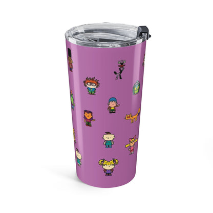 20oz  90's Tumbler — Cute Cartoon Icons on Purple