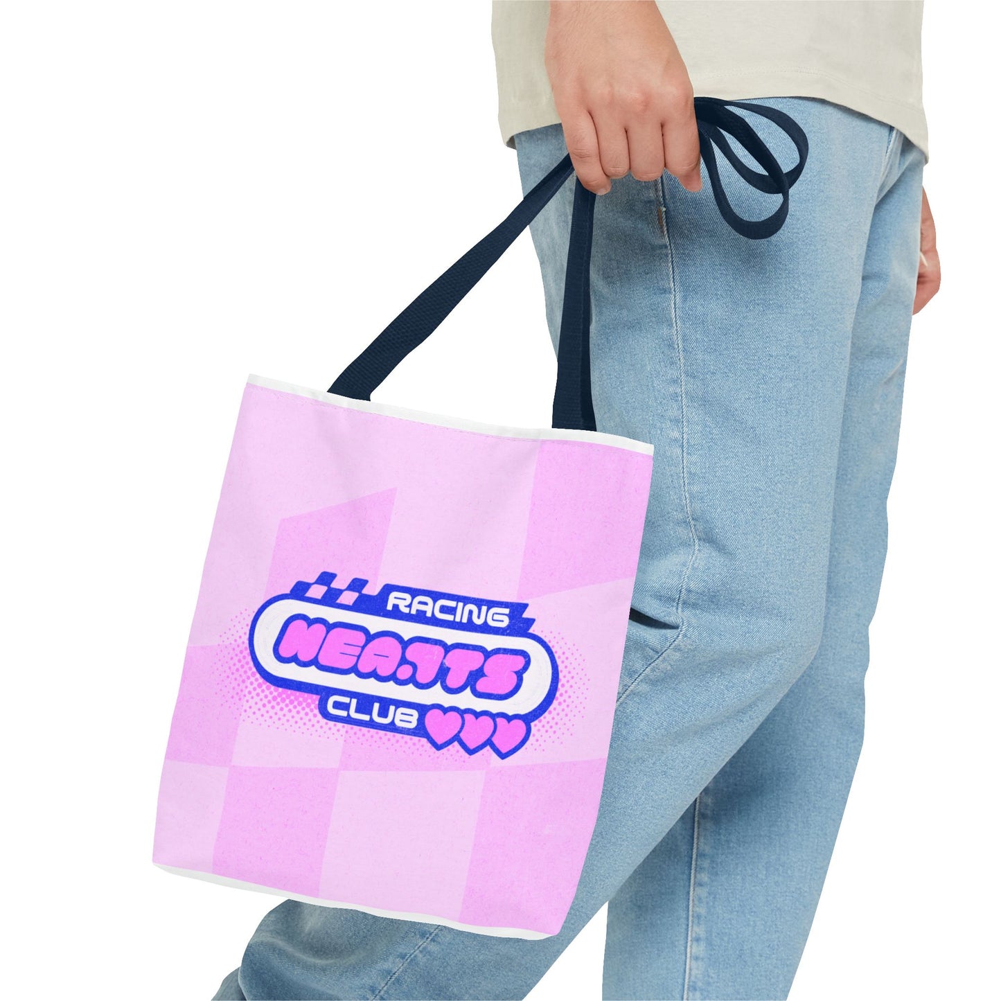 Racing Hearts Club Pink Checkerboard Tote Bag