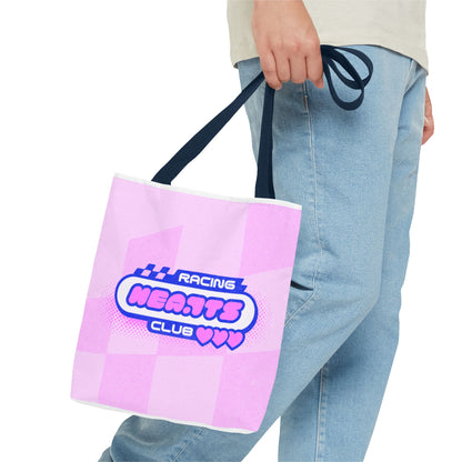 Racing Hearts Club Pink Checkerboard Tote Bag