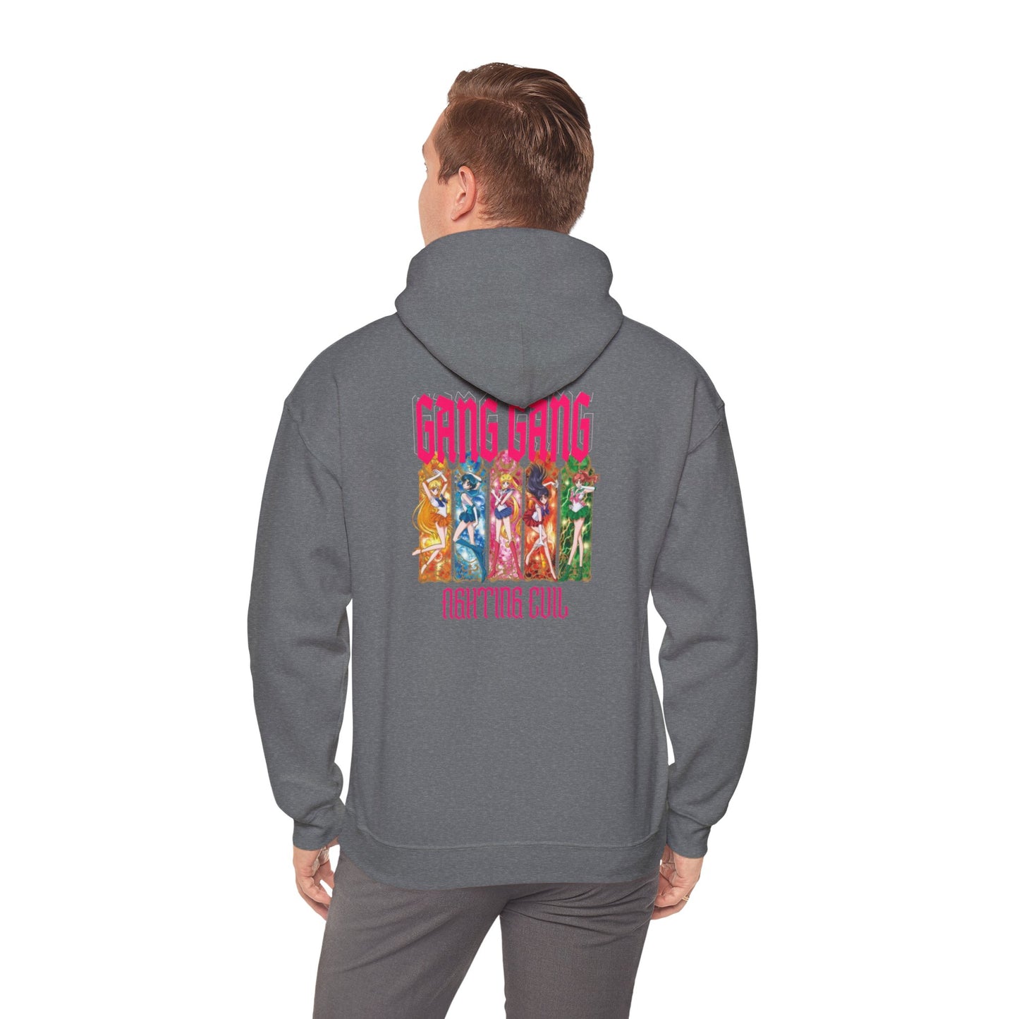 Gang Gang Fighting Girl Hoodie | Anime Girl Group Graphic, Pink Text