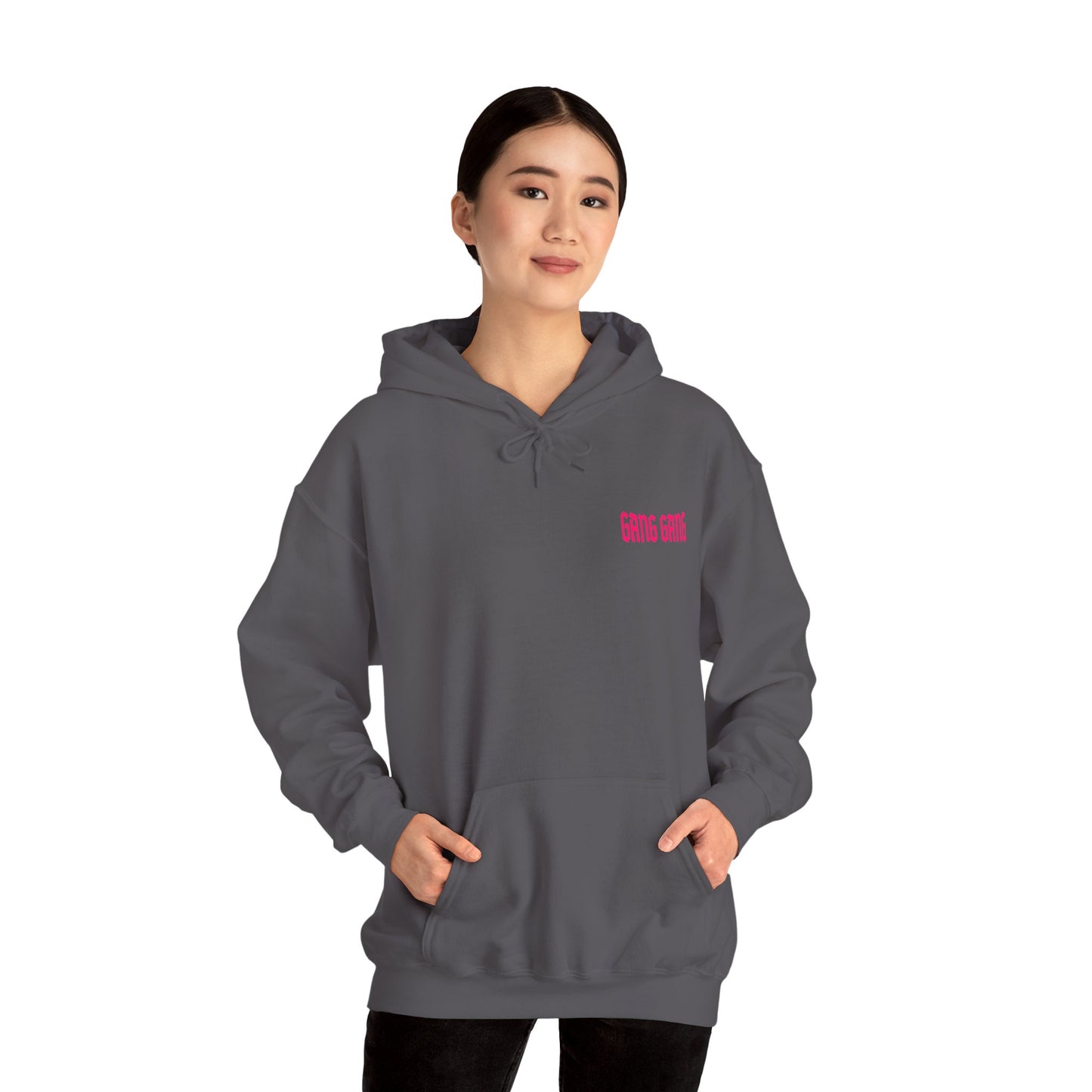 Gang Gang Fighting Girl Hoodie | Anime Girl Group Graphic, Pink Text