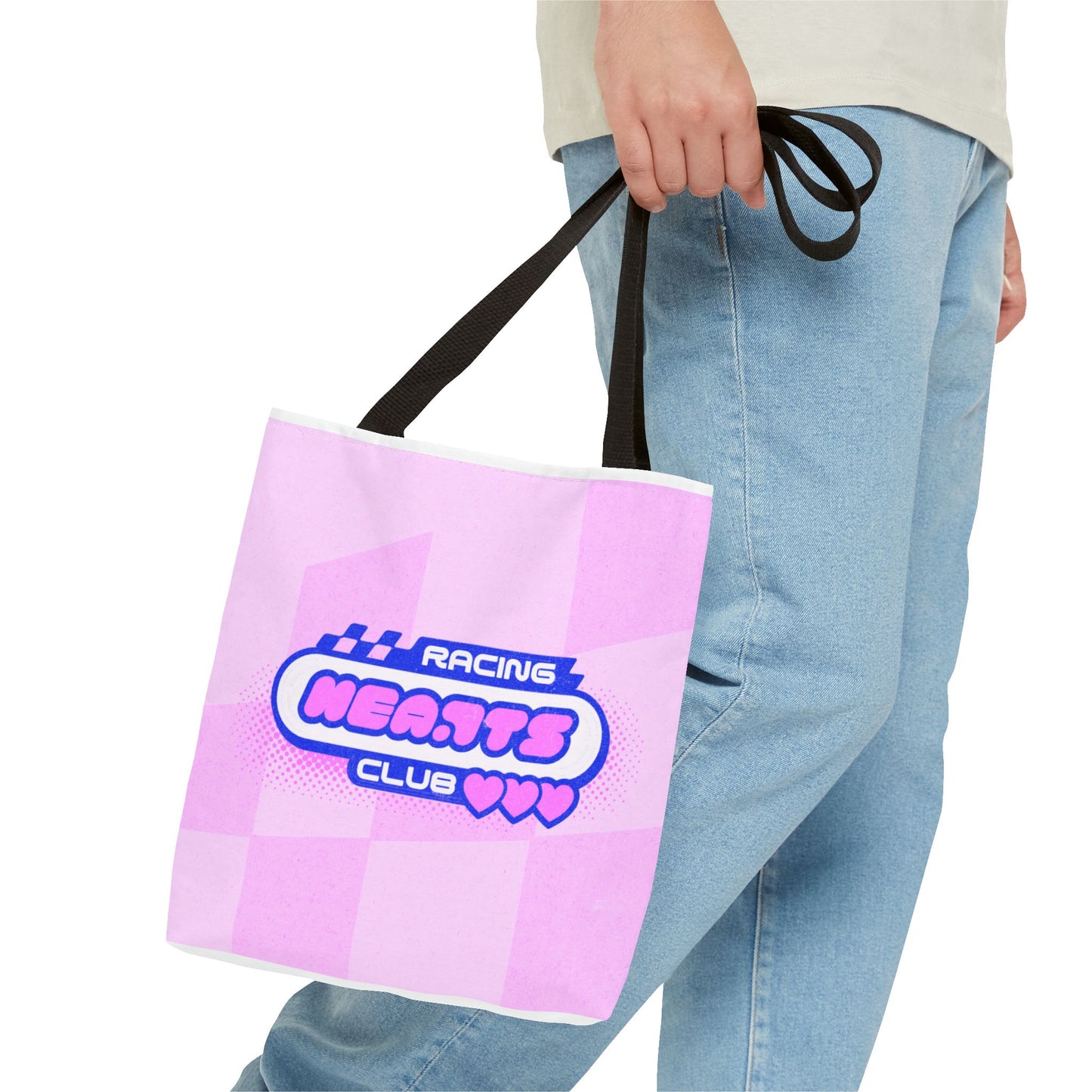 Racing Hearts Club Pink Checkerboard Tote Bag