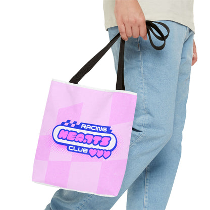 Racing Hearts Club Pink Checkerboard Tote Bag